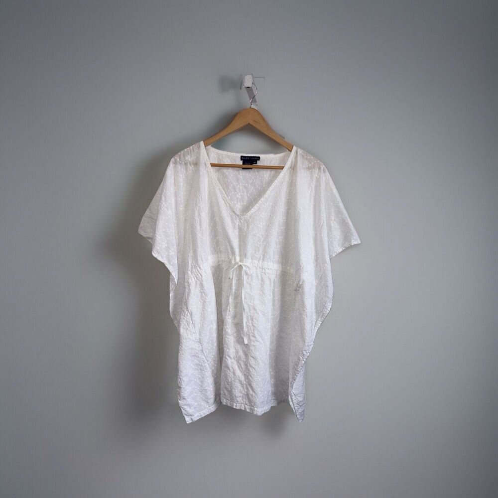 Ralph Lauren White Eyelet Drawstring Coverup Top … - image 3